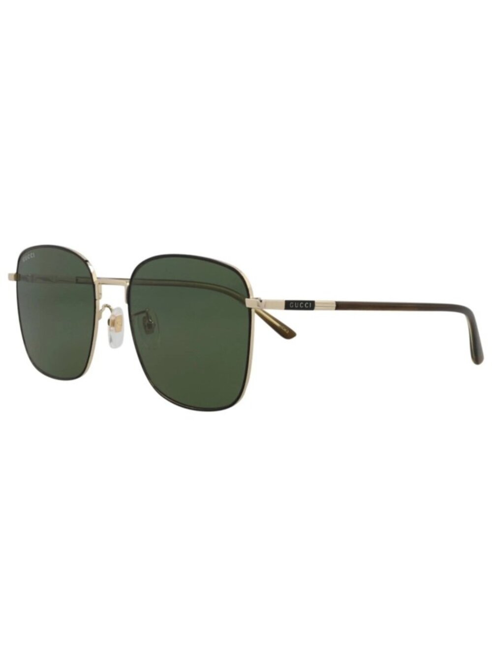 New Gucci Women's Sunglasses Square Rectangle Metal Frame Mens Gold Havana Green